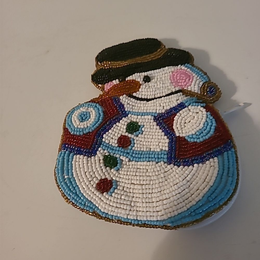C.Marie Snowman Beaded Coin Purse